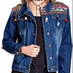 Velzera Embellished Hippie BOHO Denim Jacket